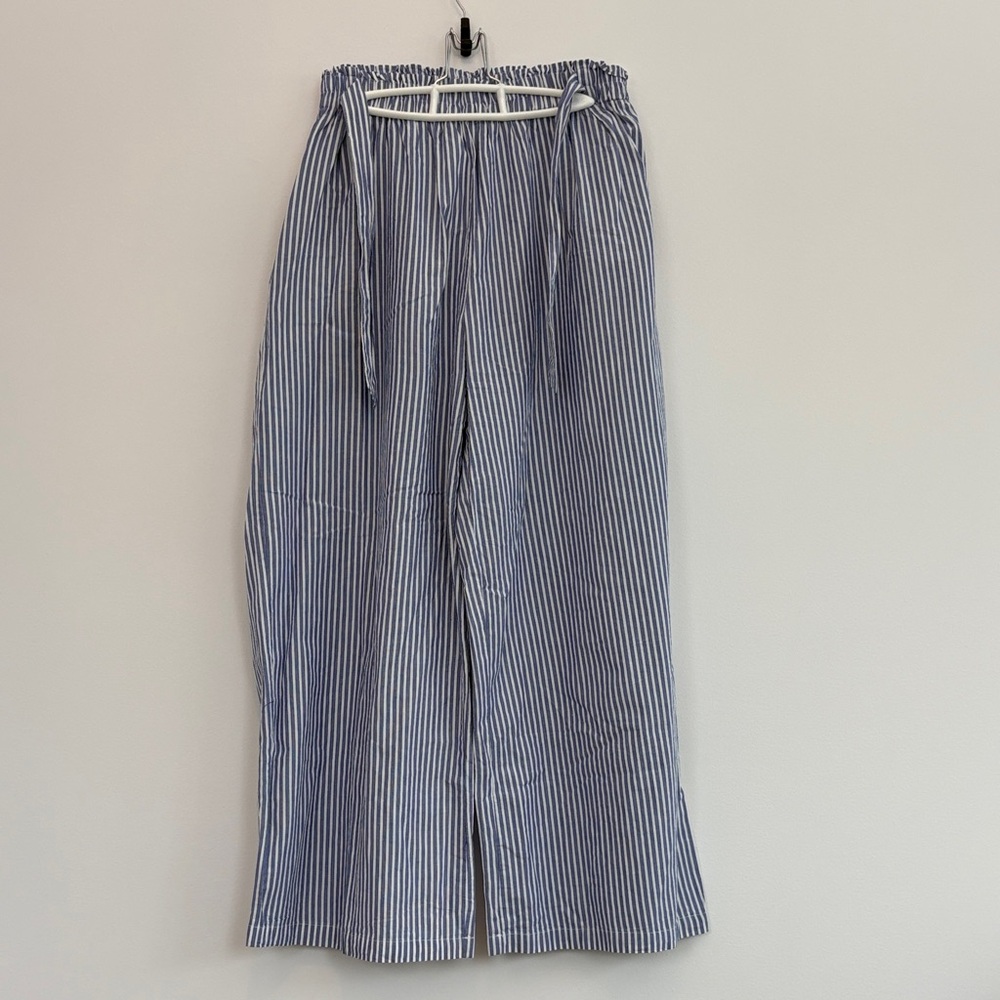 Striped Elastic-Waist Wide Leg Pants